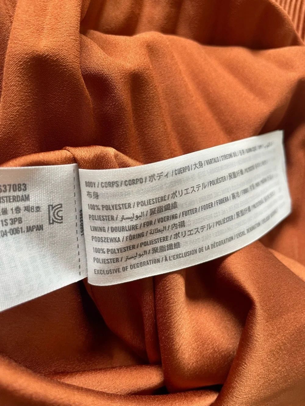 Abercrombie & Fitch Pleated Satin Midi Dress Rust Orange Slip Dress XLP